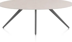 Saluti, EETKAMERTAFEL ELLIPS 210 X 105 CM. - 4-POOTJES - GRAPHIET - Light sand