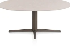 Saluti, EETKAMERTAFEL ELLIPS 180 X 105 CM. - CENTRALE POOT - STEELBROWN - Light sand