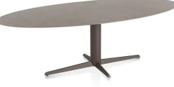 Saluti, EETKAMERTAFEL ELLIPS 240 X 110 CM. - CENTRALE POOT - STEELBROWN - Lava