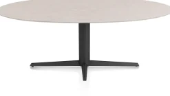 Saluti, EETKAMERTAFEL ELLIPS 210 X 105 CM. - CENTRALE POOT - ROUGH OFF BLACK - Light sand