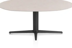 Saluti, EETKAMERTAFEL ELLIPS 180 X 105 CM. - CENTRALE POOT - ROUGH OFF BLACK - Light sand