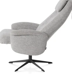 Tonale, relax-fauteuil incl. poef - graphiet frame - stof Vada kiezel of koper - Kiezel