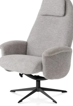 Tonale, relax-fauteuil incl. poef - graphiet frame - stof Vada kiezel of koper - Kiezel