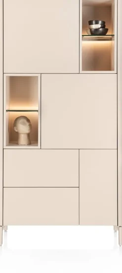 Trentino, Bergkast 95 cm. - 3-deuren + 2-laden + 4-niches - Creme