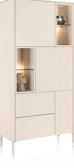 Trentino, Bergkast 95 cm. - 3-deuren + 2-laden + 4-niches - Creme