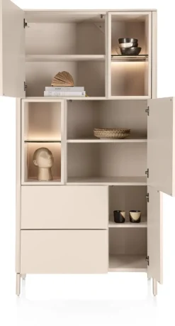 Trentino, Bergkast 95 cm. - 3-deuren + 2-laden + 4-niches - Creme