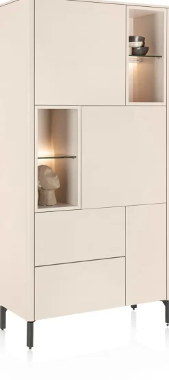 Trentino, Bergkast 95 cm. - 3-deuren + 2-laden + 4-niches - Creme