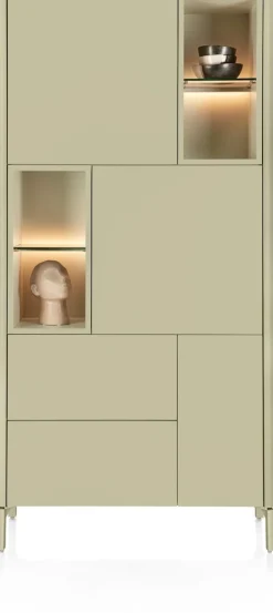 Trentino, Bergkast 95 cm. - 3-deuren + 2-laden + 4-niches - Olijf