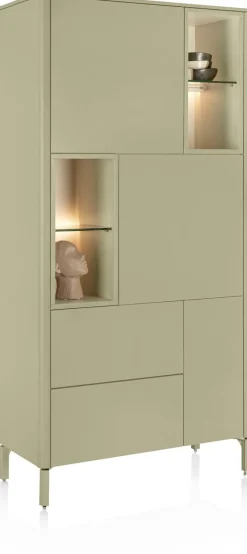 Trentino, Bergkast 95 cm. - 3-deuren + 2-laden + 4-niches - Olijf