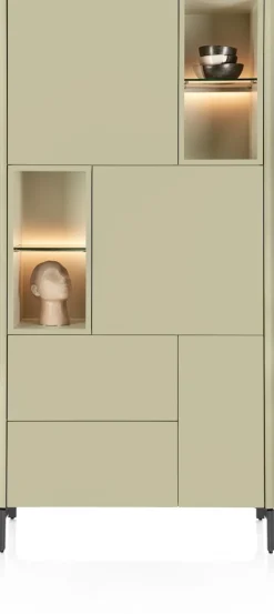Trentino, Bergkast 95 cm. - 3-deuren + 2-laden + 4-niches - Olijf