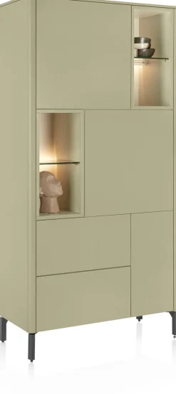 Trentino, Bergkast 95 cm. - 3-deuren + 2-laden + 4-niches - Olijf