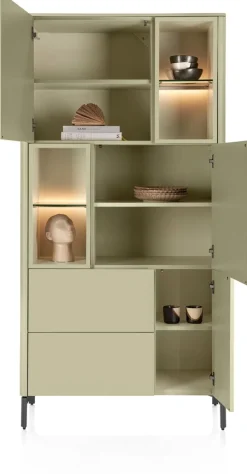 Trentino, Bergkast 95 cm. - 3-deuren + 2-laden + 4-niches - Olijf