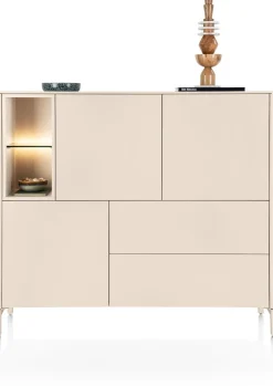 Trentino, Dressette 153 cm. - 3-deuren + 2-laden + 2-niches - Creme