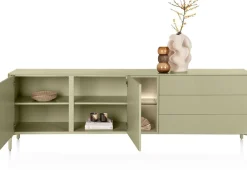 Trentino, Dressoir 240 cm. - 2-deuren + 3-laden + 2-niches - Olijf