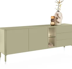 Trentino, Dressoir 210 cm. - 2-deuren + 3-laden + 2-niches - Olijf