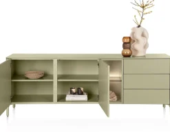 Trentino, Dressoir 210 cm. - 2-deuren + 3-laden + 2-niches - Olijf