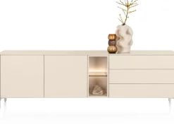 Trentino, Dressoir 240 cm. - 2-deuren + 3-laden + 2-niches - Creme