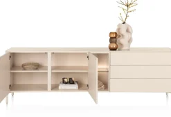 Trentino, Dressoir 240 cm. - 2-deuren + 3-laden + 2-niches - Creme