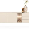 Trentino, Dressoir 210 cm. - 2-deuren + 3-laden + 2-niches - Creme
