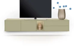 Trentino, Lowboard 240 cm. - 2-deuren + 2-laden + 1-niche - mdf gelakt - Olijf