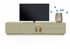 Trentino, Lowboard 240 cm. - 2-deuren + 2-laden + 1-niche - mdf gelakt - Olijf