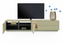 Trentino, Lowboard 240 cm. - 2-deuren + 2-laden + 1-niche - mdf gelakt - Olijf