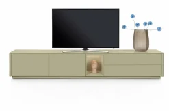 Trentino, Lowboard 270 cm. - 2-deuren + 2-laden + 1-niche - mdf gelakt - Olijf