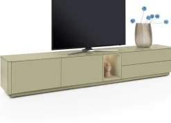 Trentino, Lowboard 270 cm. - 2-deuren + 2-laden + 1-niche - mdf gelakt - Olijf