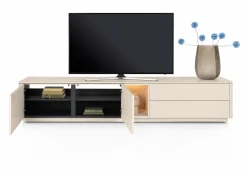 Trentino, Lowboard 240 cm. - 2-deuren + 2-laden + 1-niche - mdf gelakt - Creme