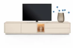 Trentino, Lowboard 270 cm. - 2-deuren + 2-laden + 1-niche - mdf gelakt - Creme