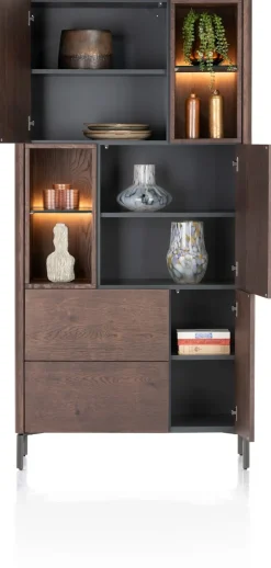 Trenton, bergkast 95 cm - 3-deuren + 2-laden + 4-niches - Clay