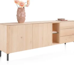Trenton, Dressoir 210 cm. - 2-deuren + 3-laden + 2-niches - natural