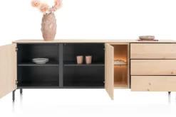Trenton, Dressoir 210 cm. - 2-deuren + 3-laden + 2-niches - natural