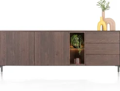 Trenton, Dressoir 210 cm. - 2-deuren + 3-laden + 2-niches - Clay