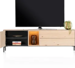 Trenton, lowboard 180 cm - 1-deur + 2-laden + 1-niche - natural