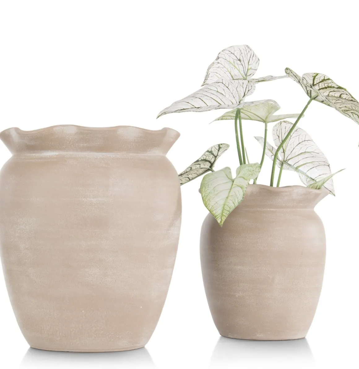 Wave pot H40cm in de kleur Beige - COCOmaison